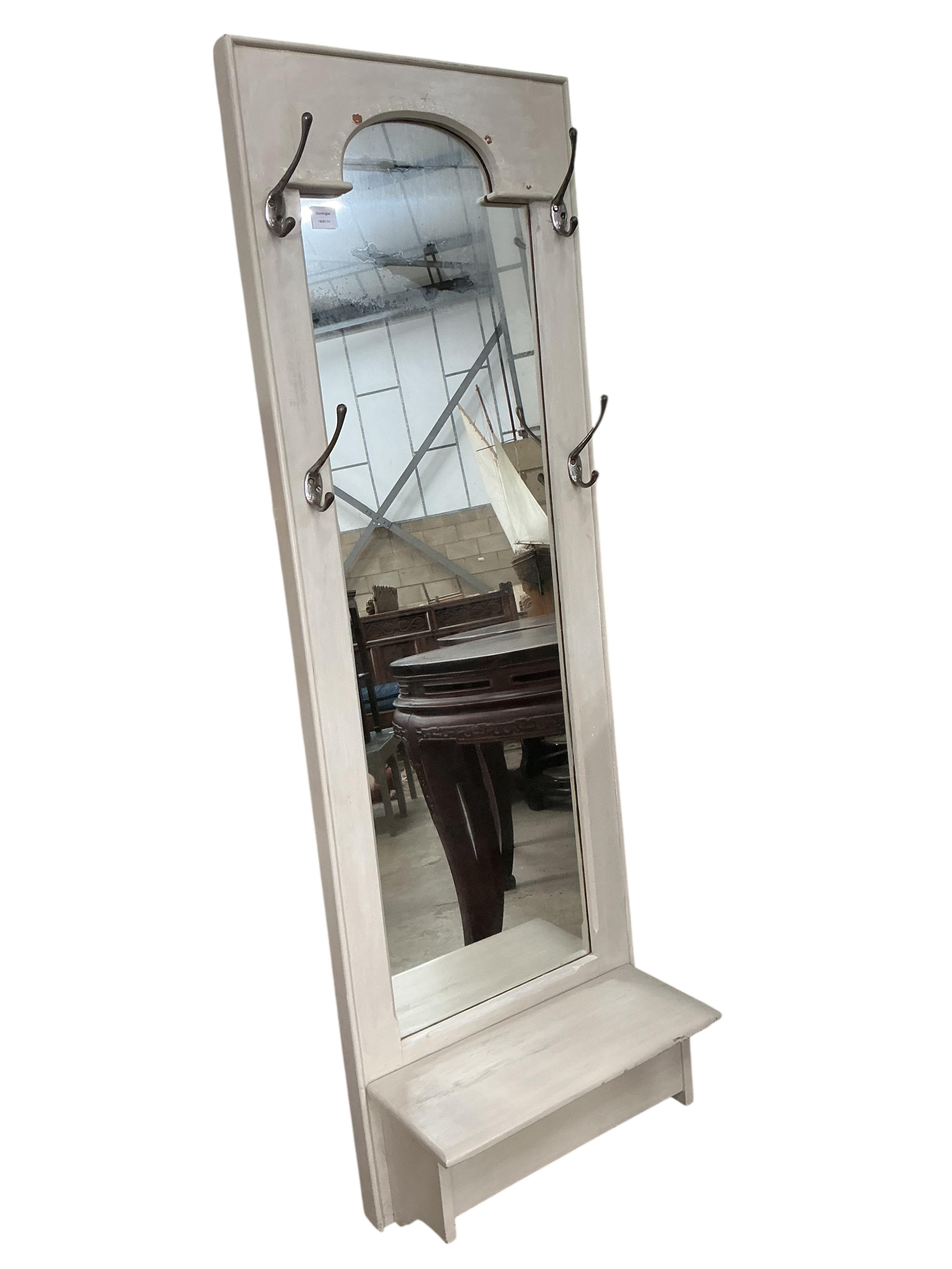 A cream painted hall mirror, width 60cm, height 186cm